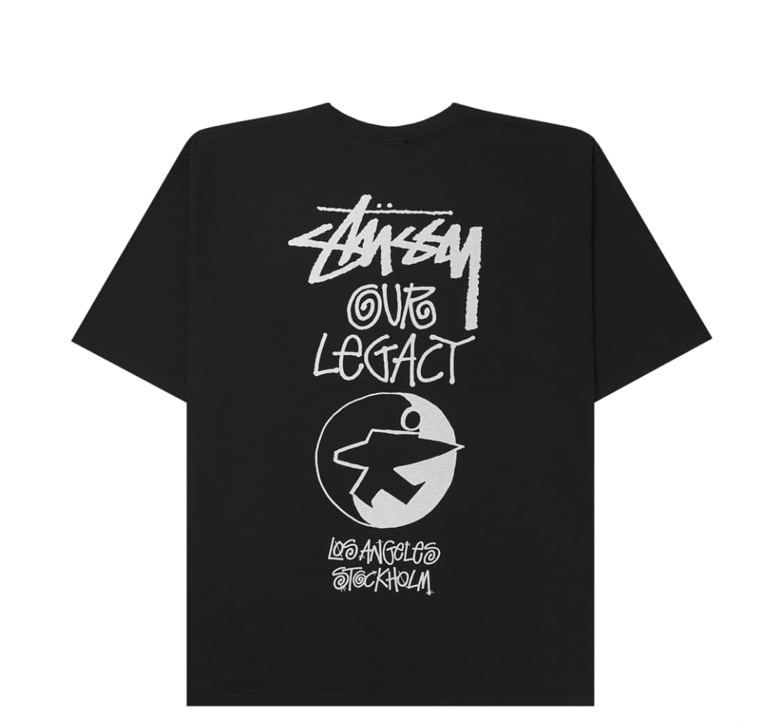 L 스투시 x 아워레가시 서프맨 피그먼트 다이드 티셔츠 블랙 상품이미지1