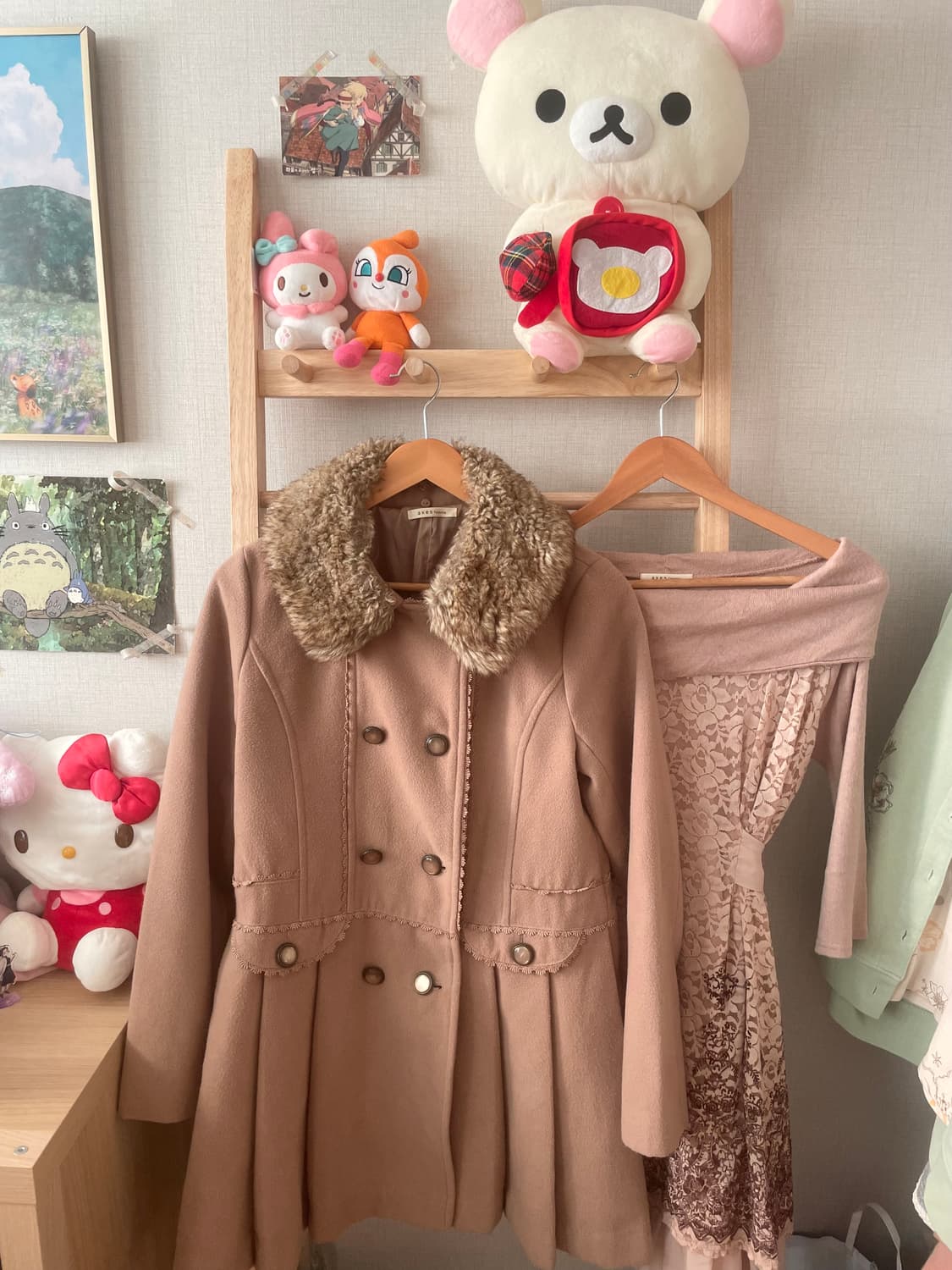 모리걸 빈티지 라떼갸루 엑시즈팜 퍼 코트 set 💗🤎 상품이미지1