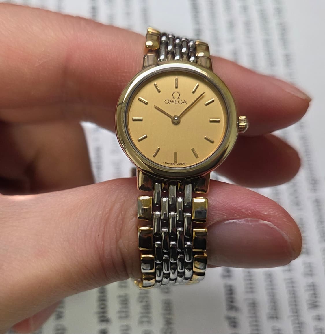 빈티지 오메가 드빌 동전쿼츠 샴골판 콤비 논데이트 쌀알브슬 여성용 상품이미지3