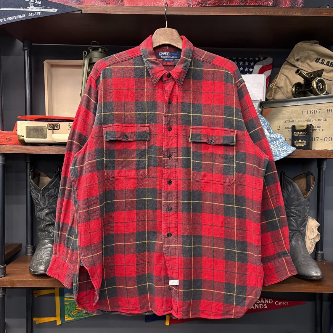 90s 폴로 랄프로렌 소프트 플란넬 타탄체크 워크셔츠 컴포트핏 N661 상품이미지1