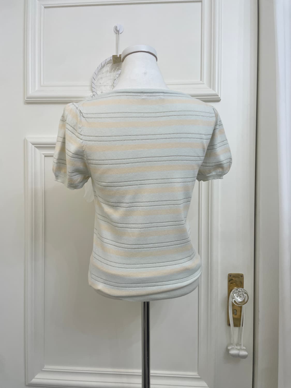 mint beige silver line puff lovely top 상품이미지3