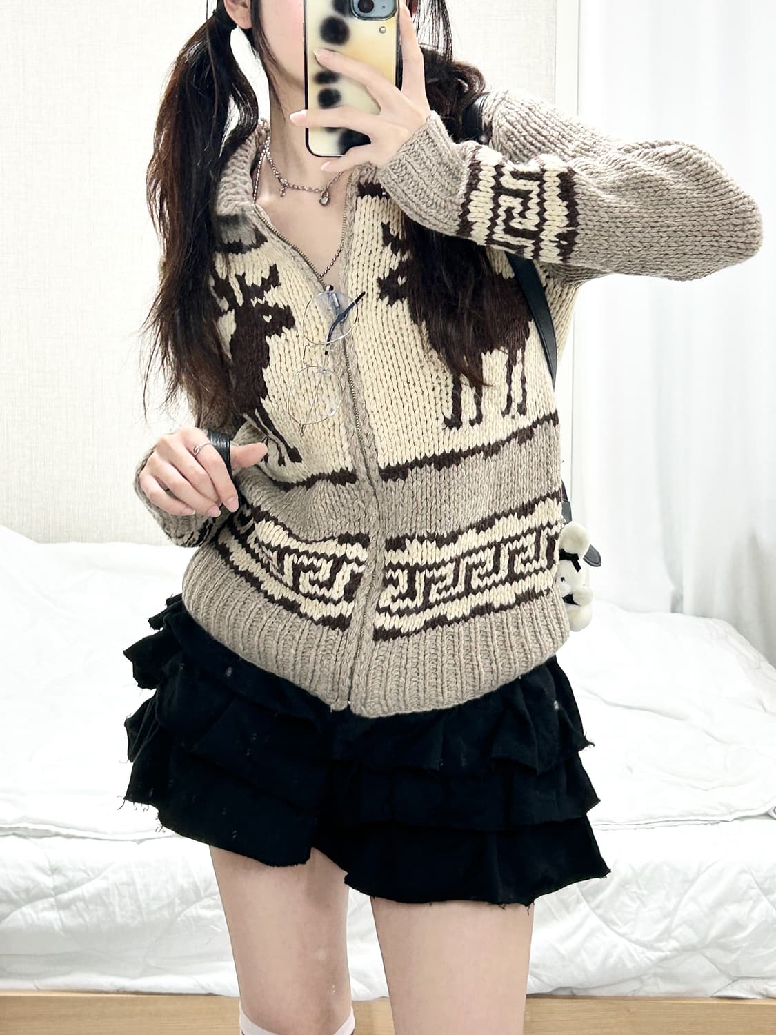 후아유 노르딕 코위찬 울 니트집업 상품이미지2