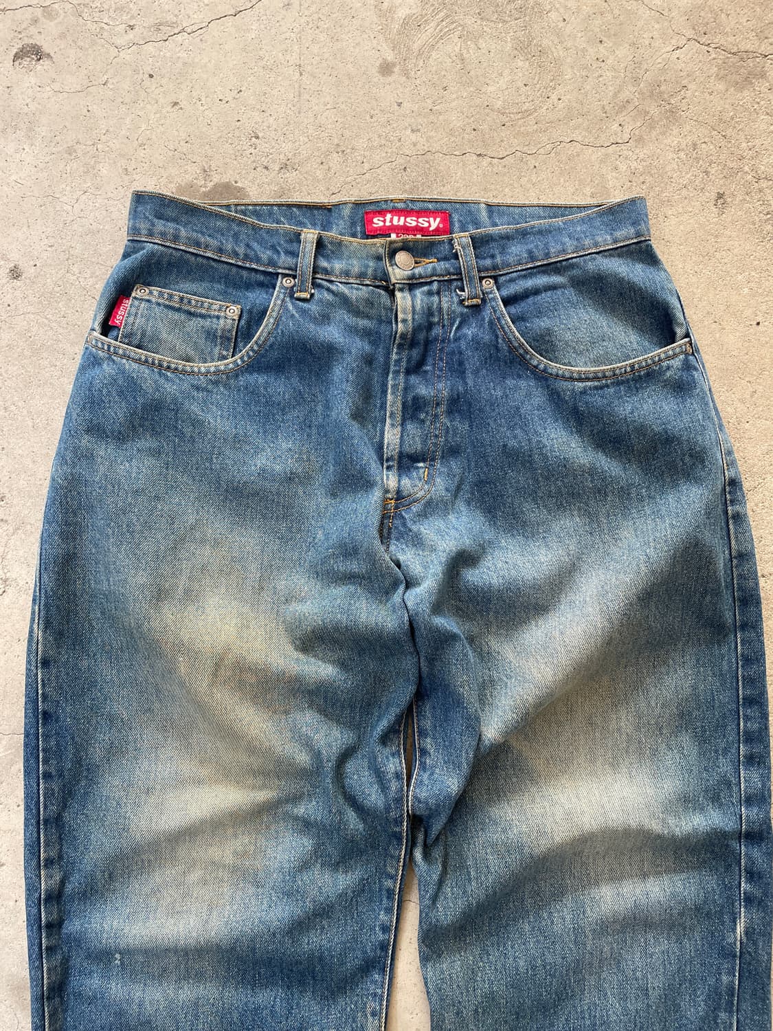 USA Made)90s 스투시 배기 데님 팬츠 상품이미지4