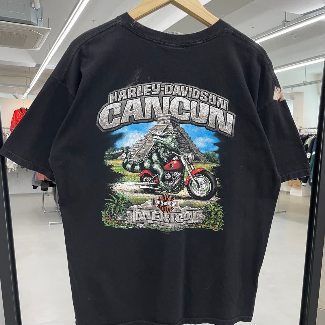 할리데이비슨 불독 도마뱀 그래픽 페이딩 빈티지 반팔 티셔츠 상품이미지7