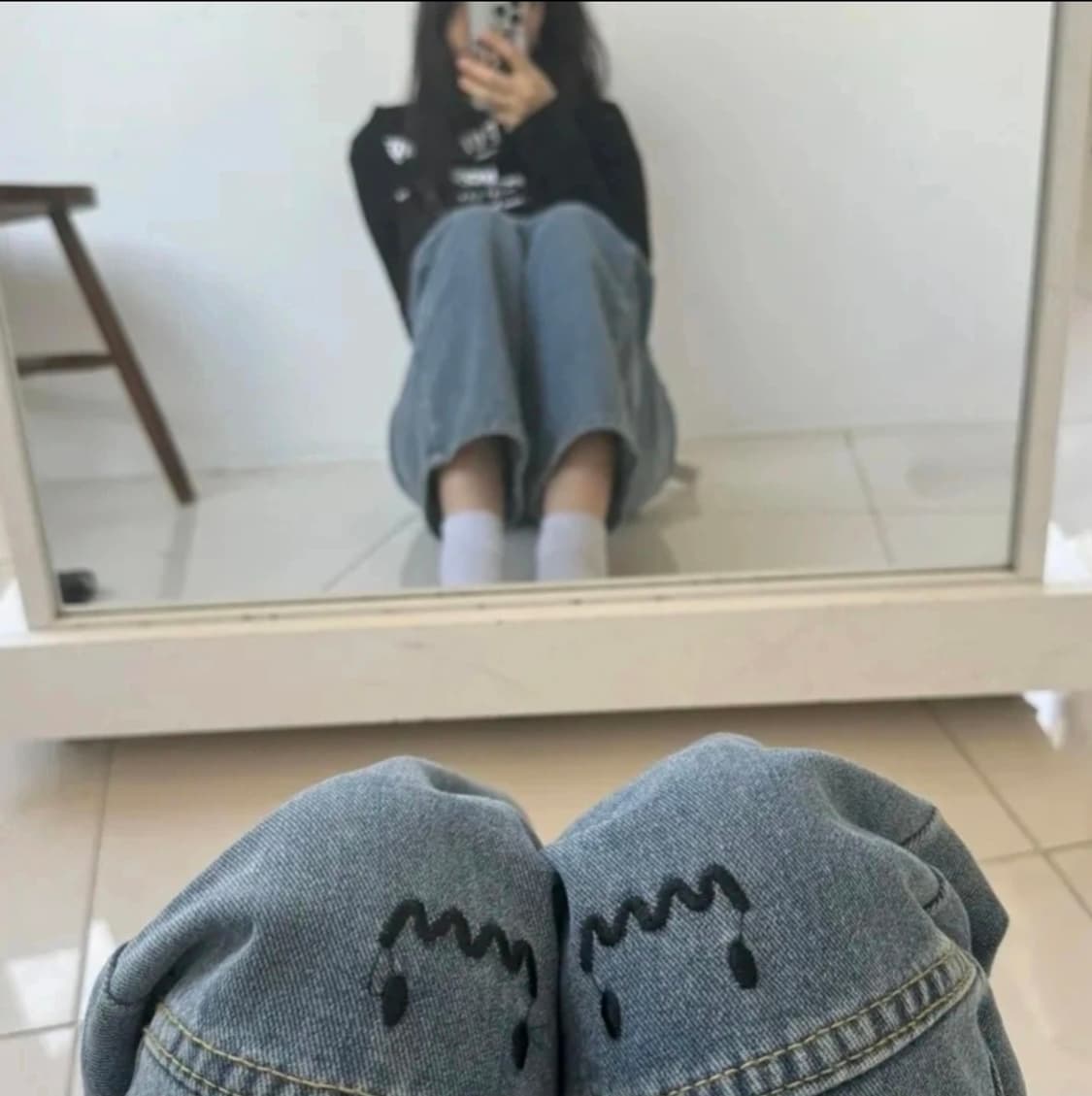 귀여운 무릎포인트 청바지 상품이미지1