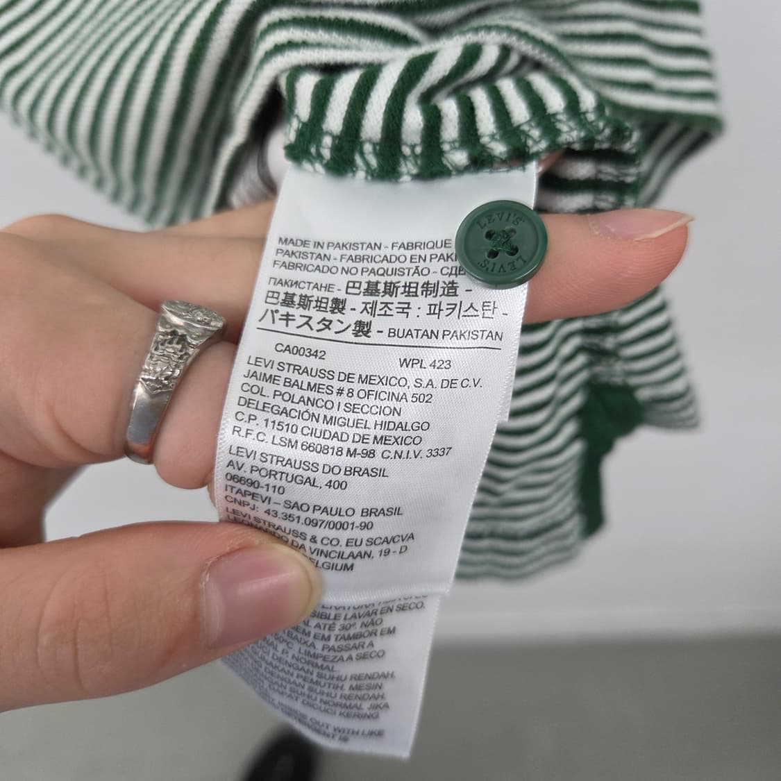 리바이스 줄무늬 카라 반팔티 그린 남s 상품이미지5