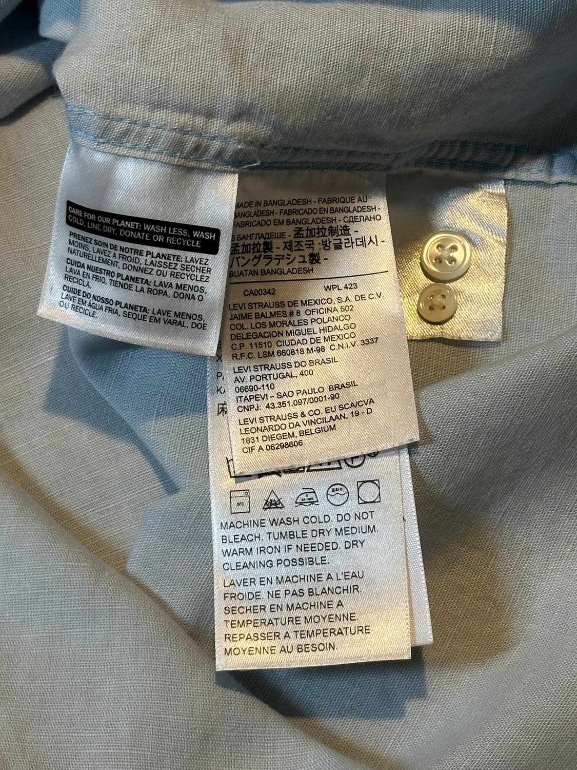 리바이스 LEVI'S 원포켓 데님 셔츠 연청 상품이미지6