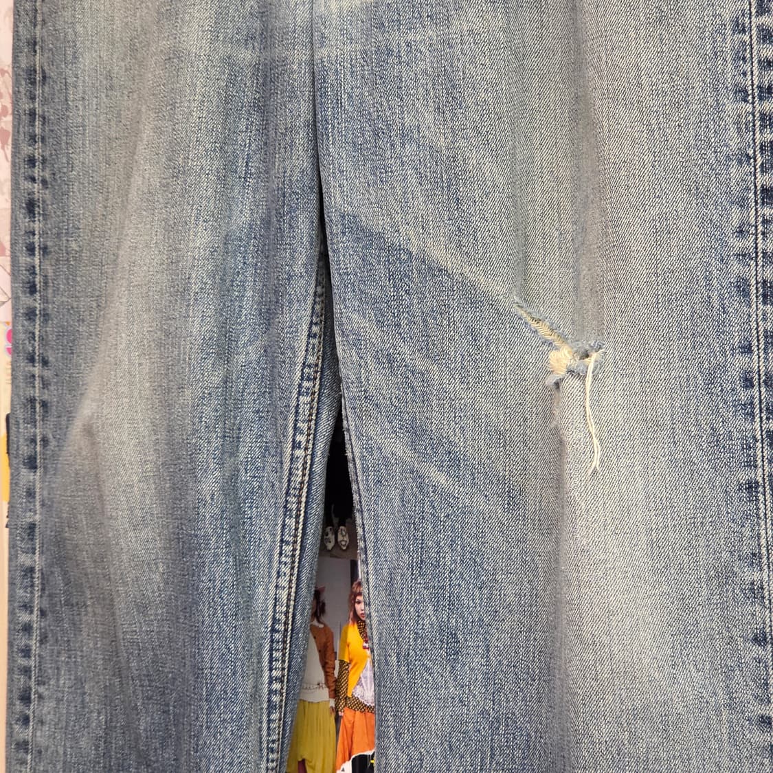 리바이스 JPN 504 디스 데미지 연청 데님 팬츠 상품이미지8