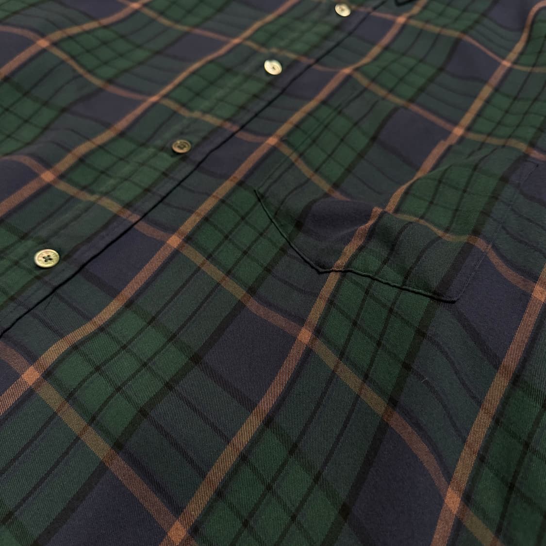 빔즈(BEAMS) 다크네이비 체크 패턴 레이온 폴리에스터 혼방 루즈 셔츠 상품이미지4