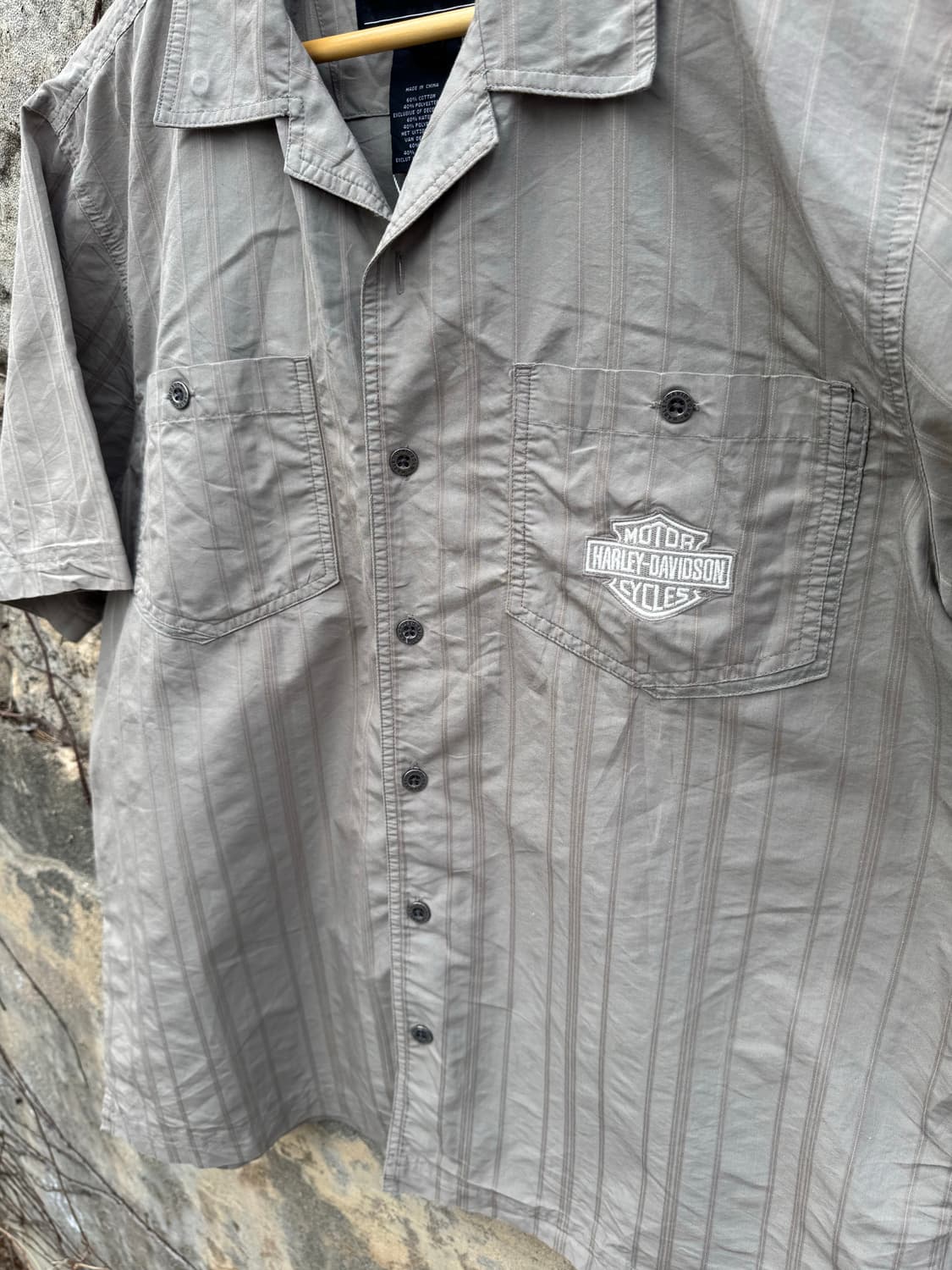 할리데이비슨 빈티지 스트라이프 반팔 셔츠 L 상품이미지3