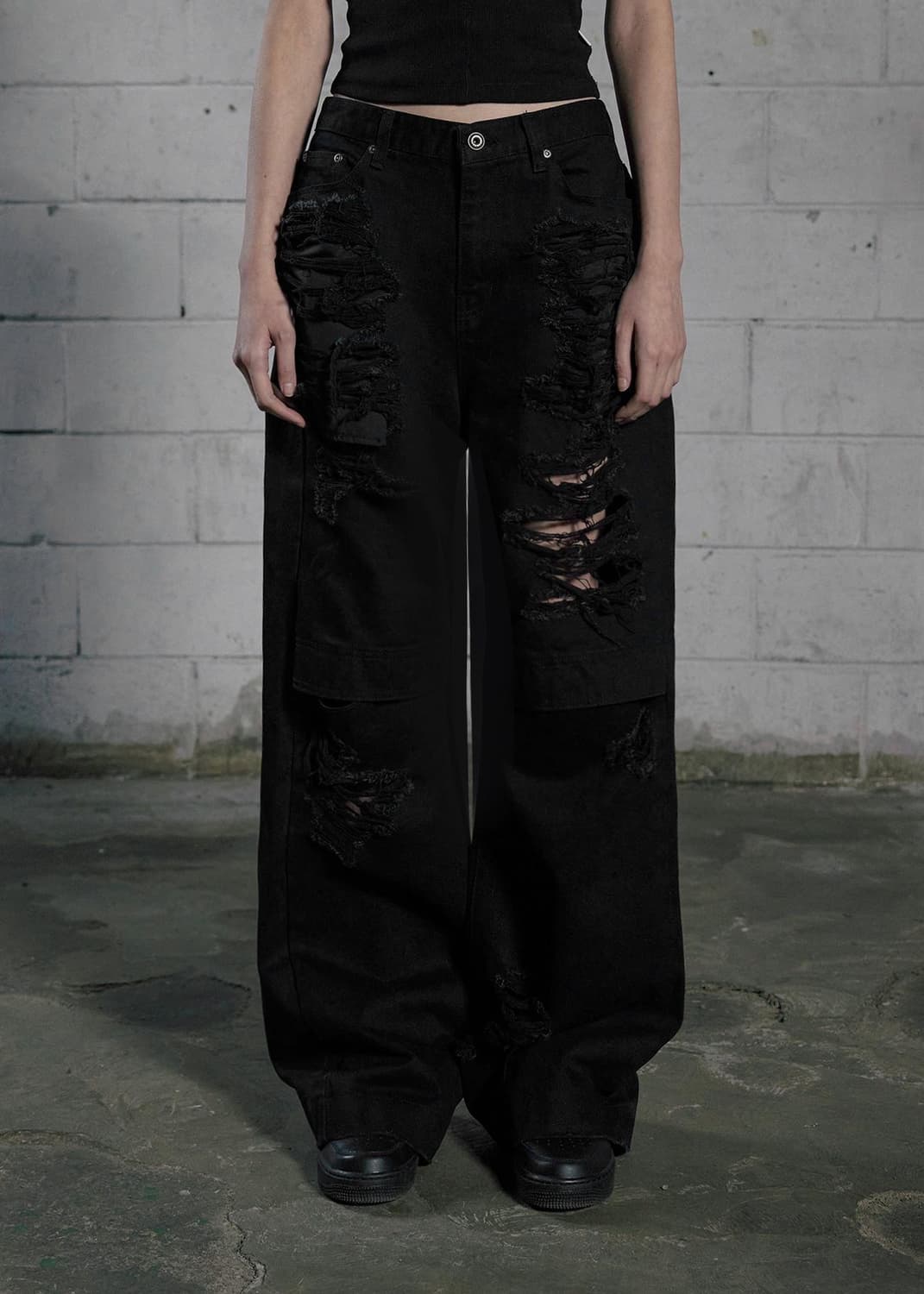 보헤미안서울 KNEE OPEN RIPPED WIDE JEANS 상품이미지3