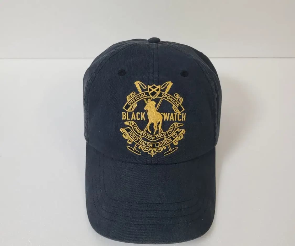 2000s 폴로 랄프로렌 빈티지 블랙와치 빅포니 가죽스트랩 모자 볼캡 상품이미지3