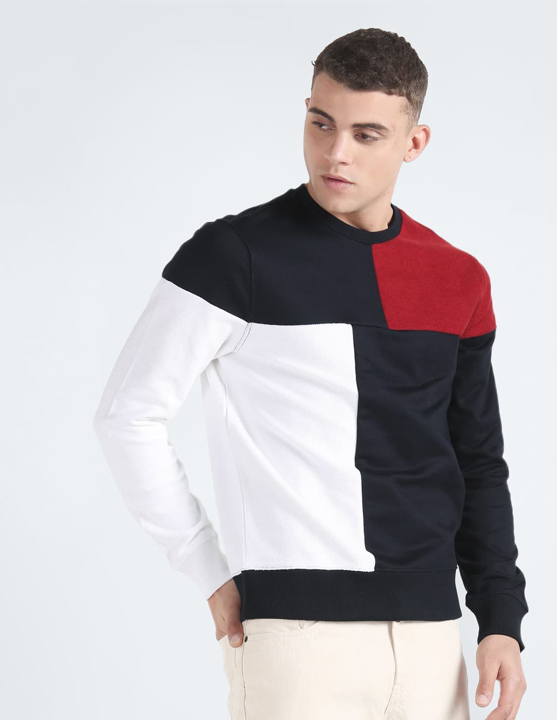 S ) 타미힐피거 컬러 블록 맨투맨 상품이미지1