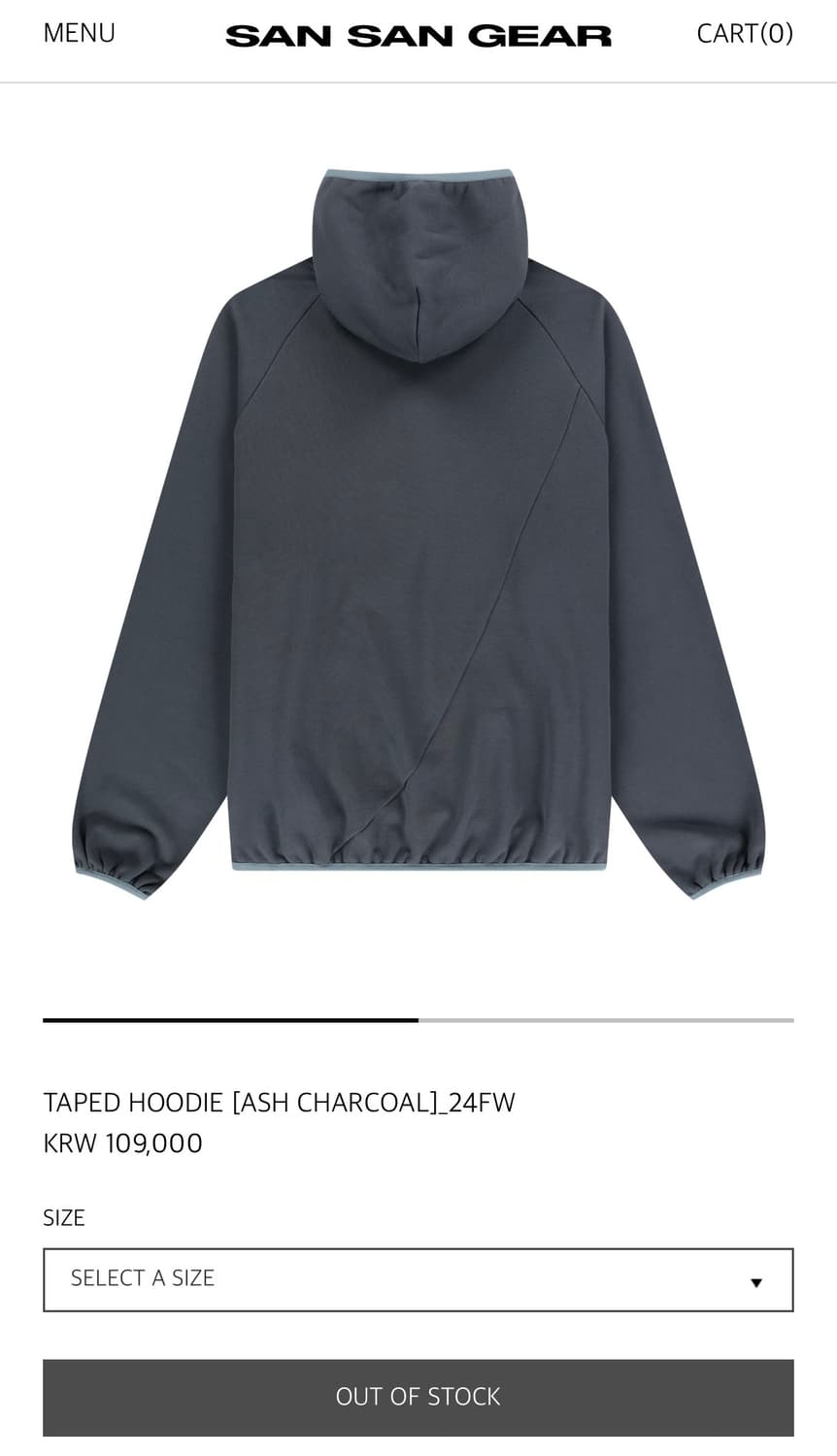 산산기어 TAPED HOODIE 24FW 챠콜 3Size 상품이미지3