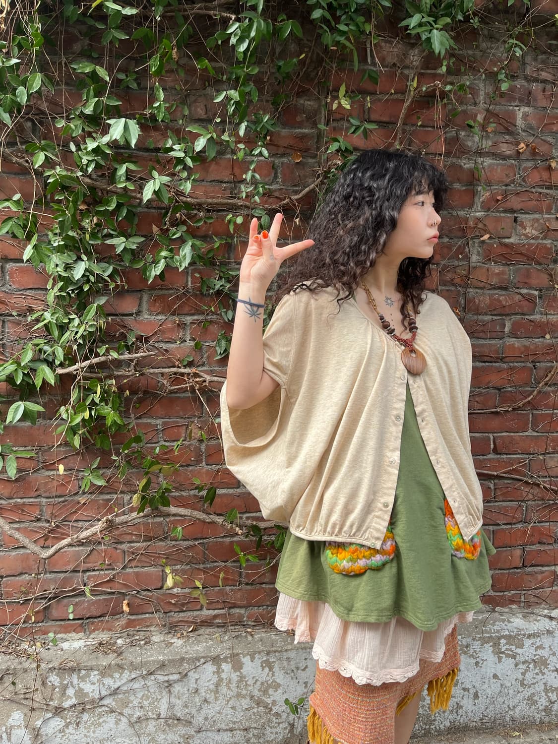 TITICACA 오트밀 면 볼레로 가디건 상품이미지3