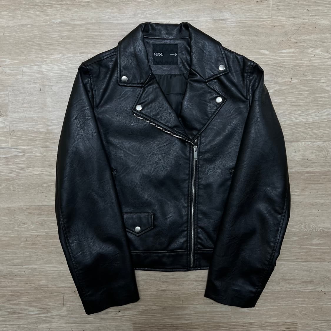 미쏘 여성 크롭 레더 더블 라이더 가죽자켓 [블랙] M/95 상품이미지1