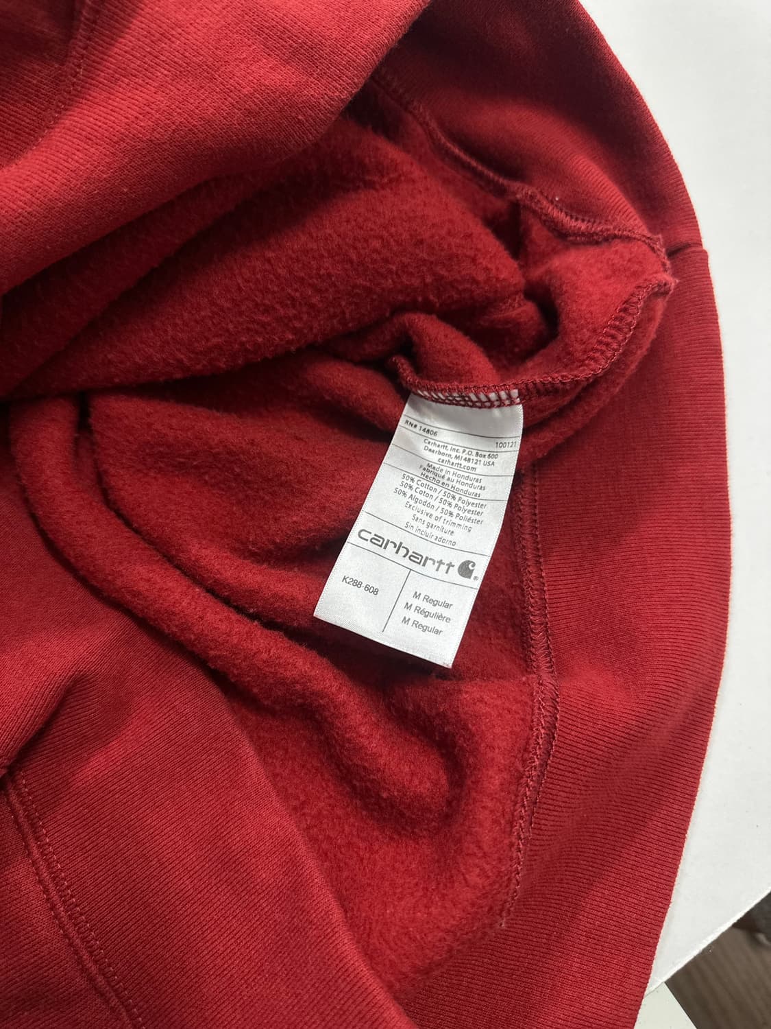 칼하트 빨간색 후드티 M 상품이미지3