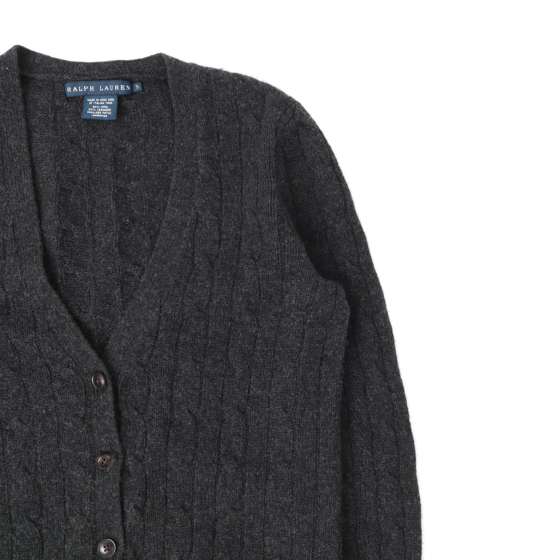 랄프로렌 챠콜 레더패치 울 캐시미어 가디건 상품이미지3