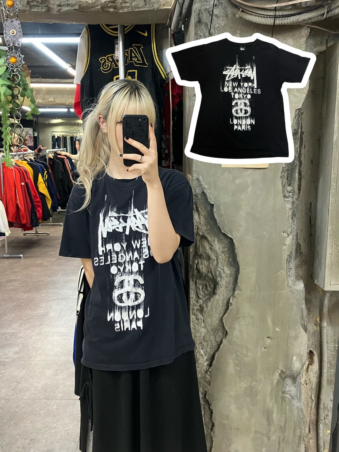 스투시 반팔 블랙 M  #csz1897 상품이미지1