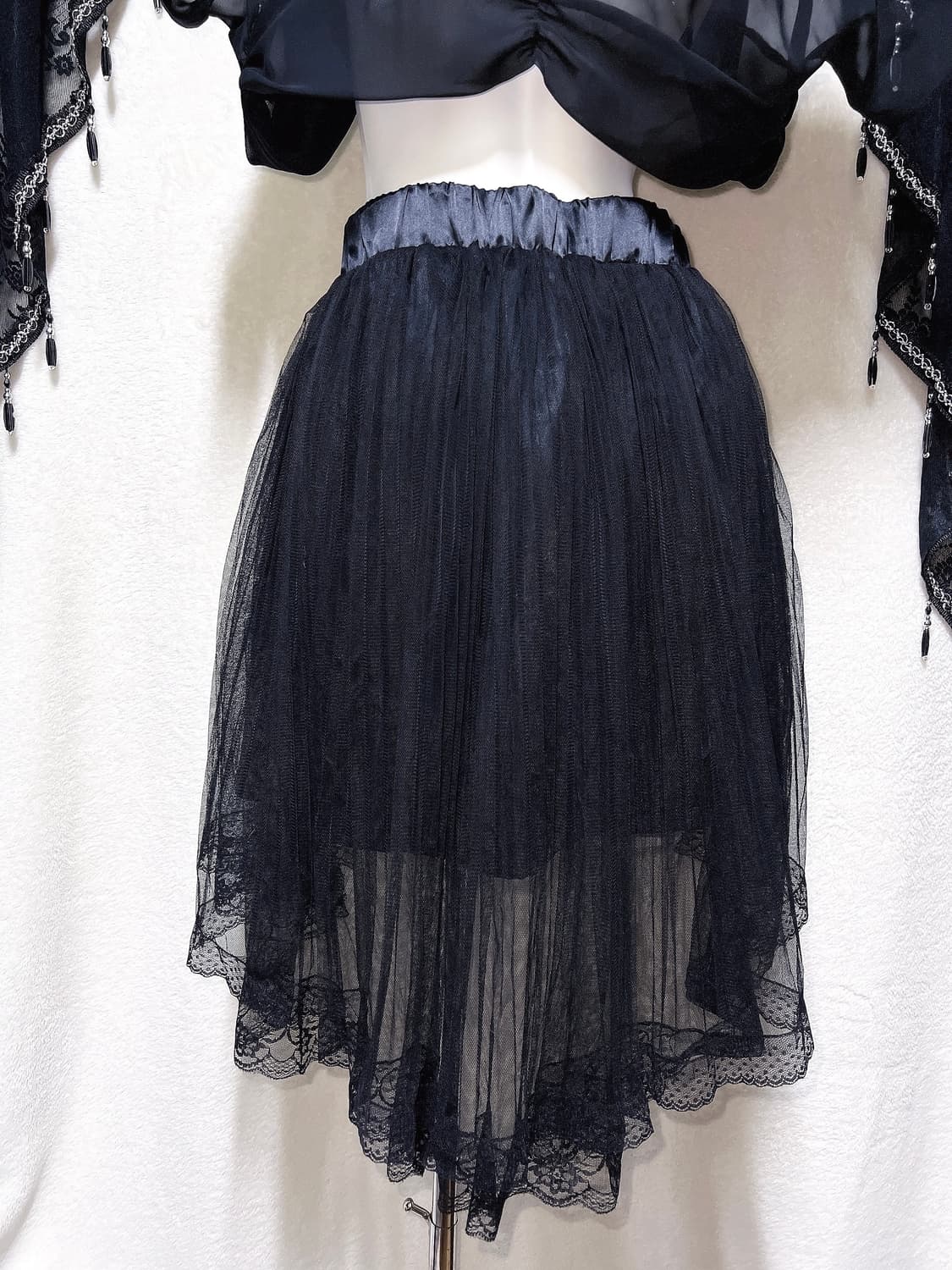 로맨틱고딕 고스로리 펑크 블랙 레이스 언발 샤스커트 튜튜 공겜 핀터페어리 상품이미지5