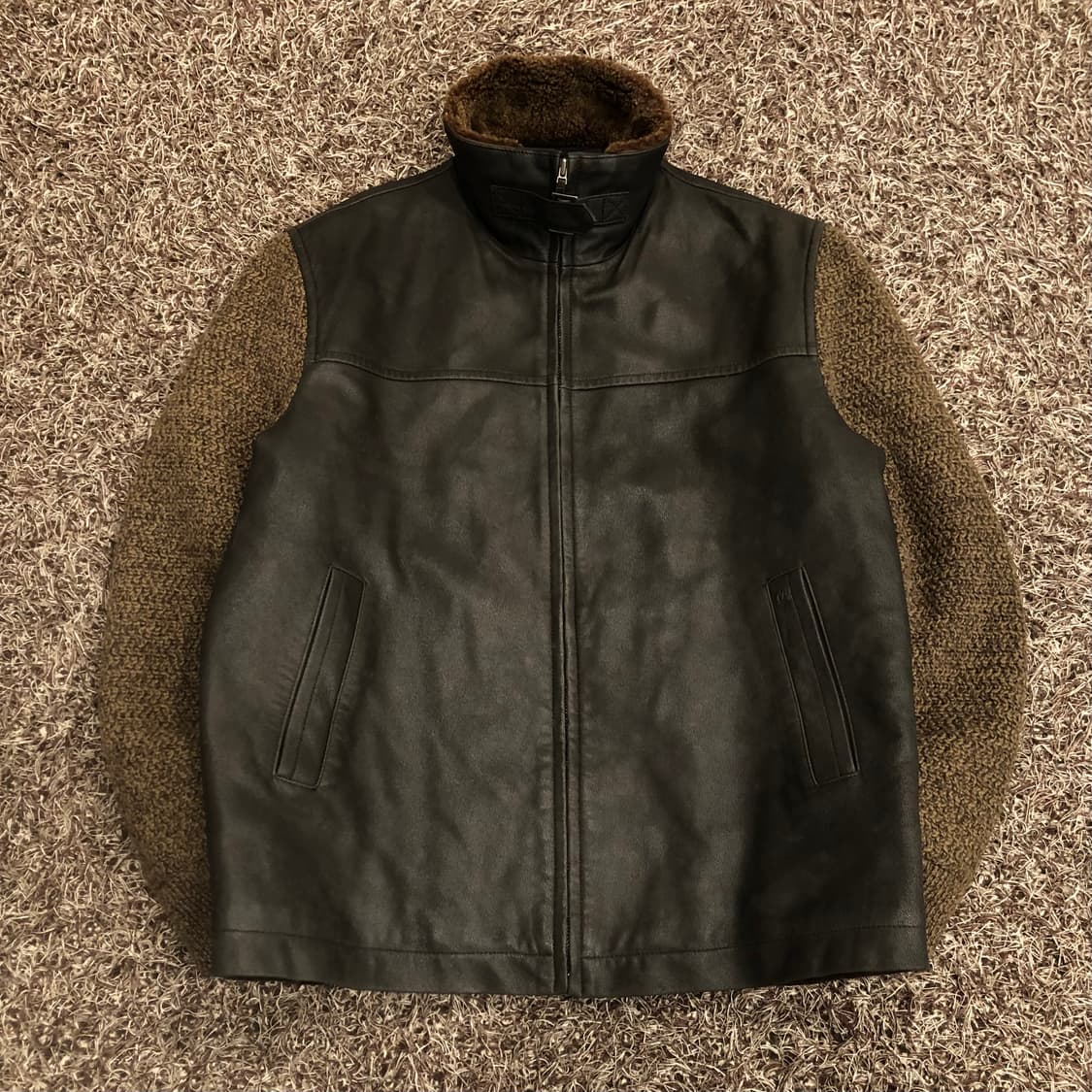 캠브리지 멤버스 양가죽 니트 도킹 양털 무스탕 레더 가죽 자켓 상품이미지1