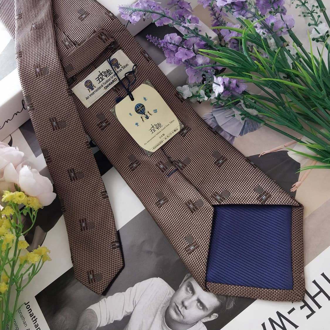 고타이쿠 실크 브라운 자카드 패턴 넥타이 9.6cm A등급 K1310
 상품이미지4