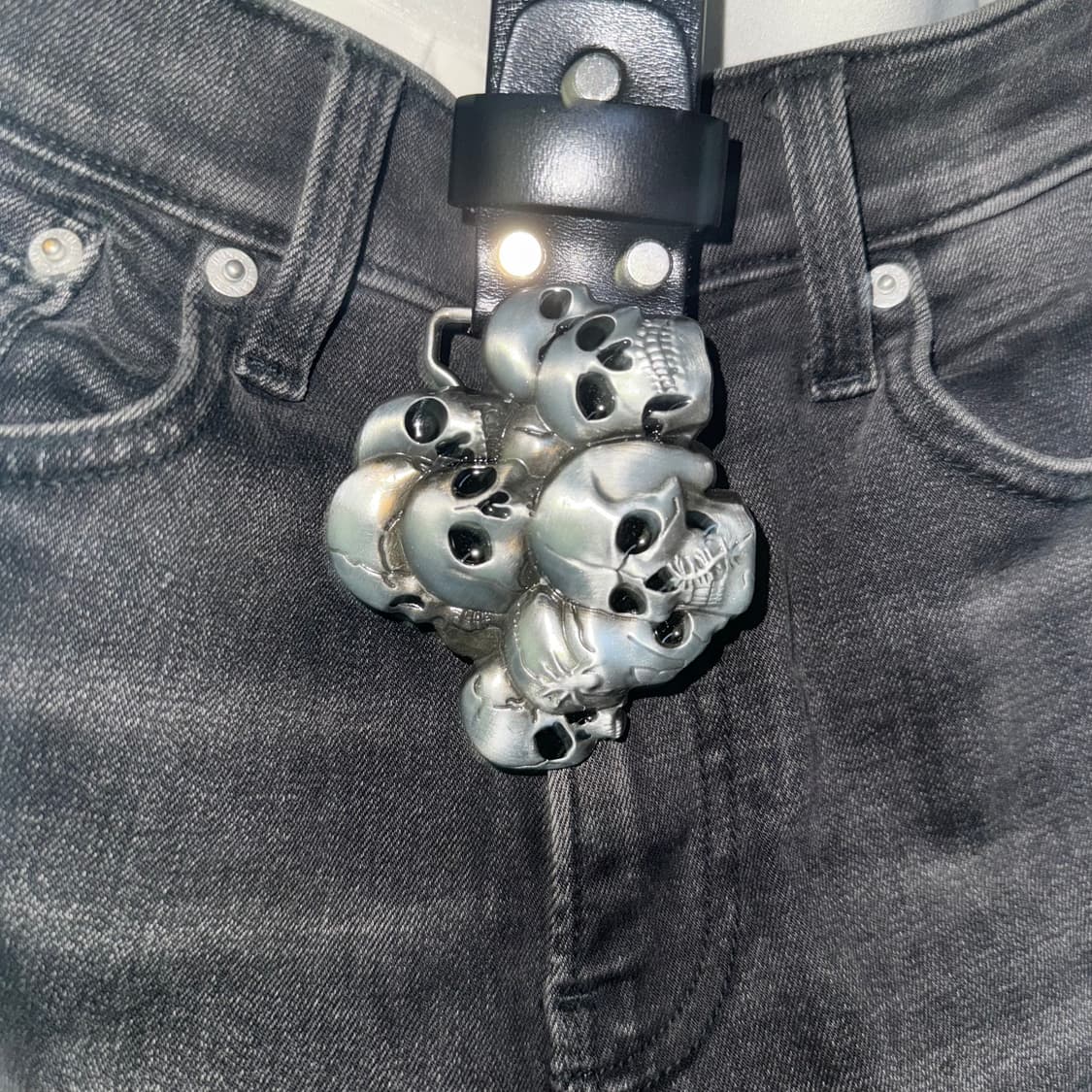 skulls cow leather belt black/brown 상품이미지2