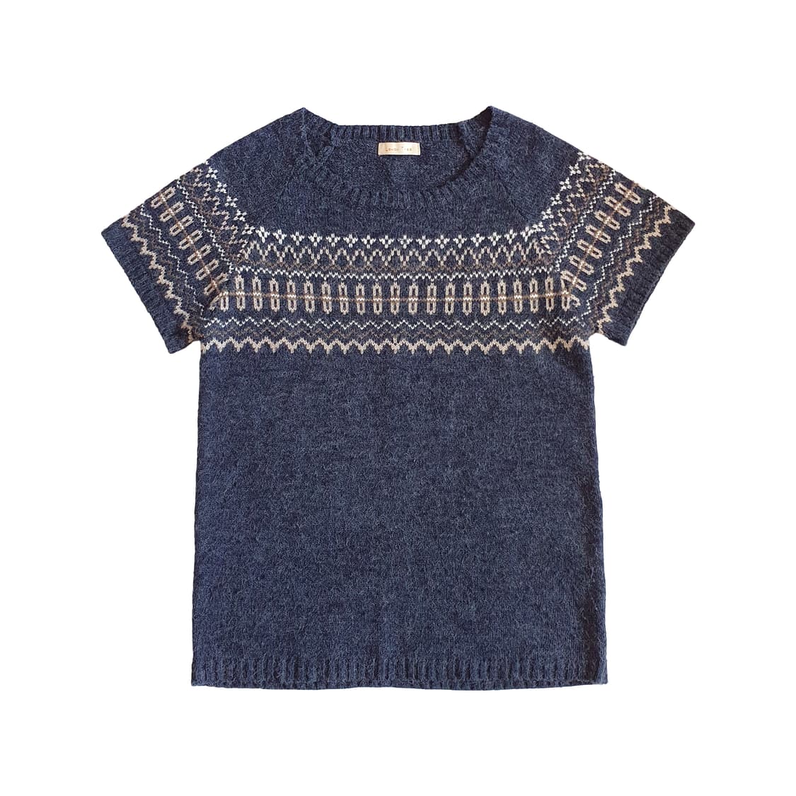 지그재그 반소매 니트 인디고 상품이미지1