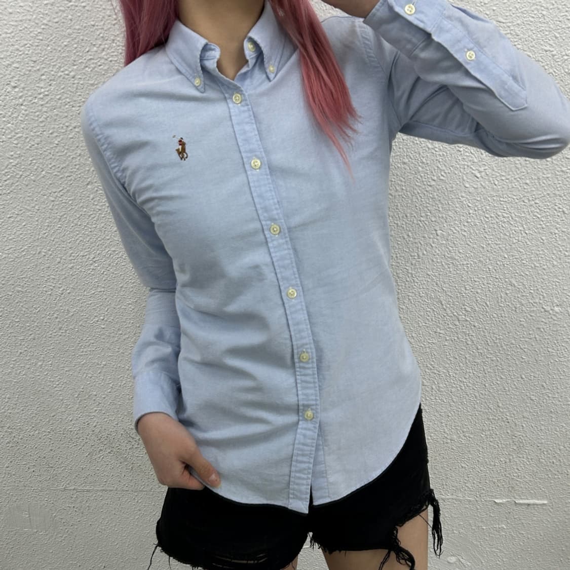 폴로 랄프로렌 딱붙핏 옥스포드 베이비블루 셔츠 0 상품이미지1