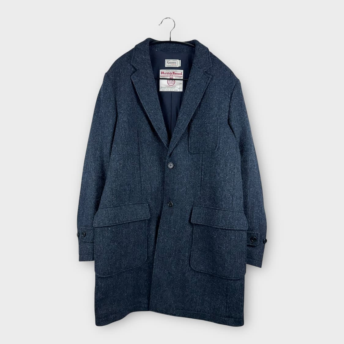 (XL) 커버낫X해리스트위드 해링본 맥코트 네이비 상품이미지1