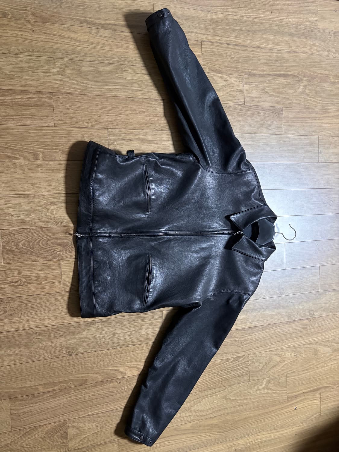 (m)블랙아웃 워시드 레더 자켓 상품이미지2