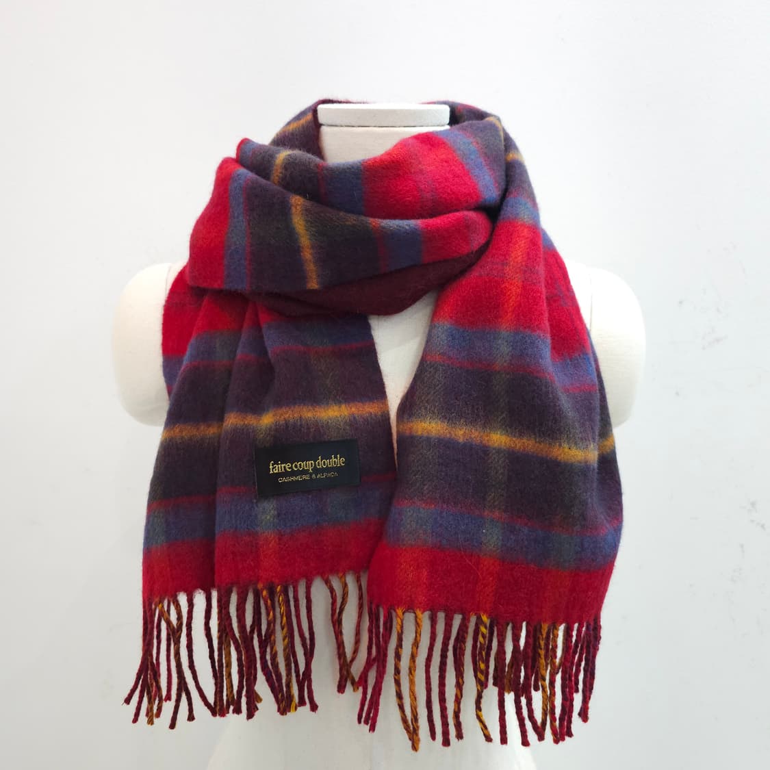 캐시미어 알파카 양면 체크 머플러 남녀공용 상품이미지1