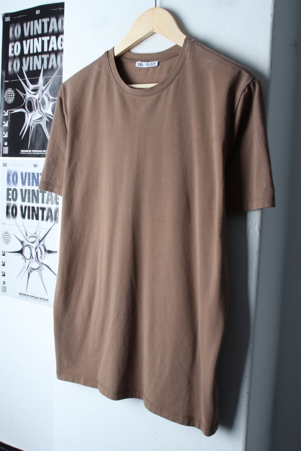 (L-XL) 자라 반팔 티셔츠 브라운 무지 기본-H31696 상품이미지1