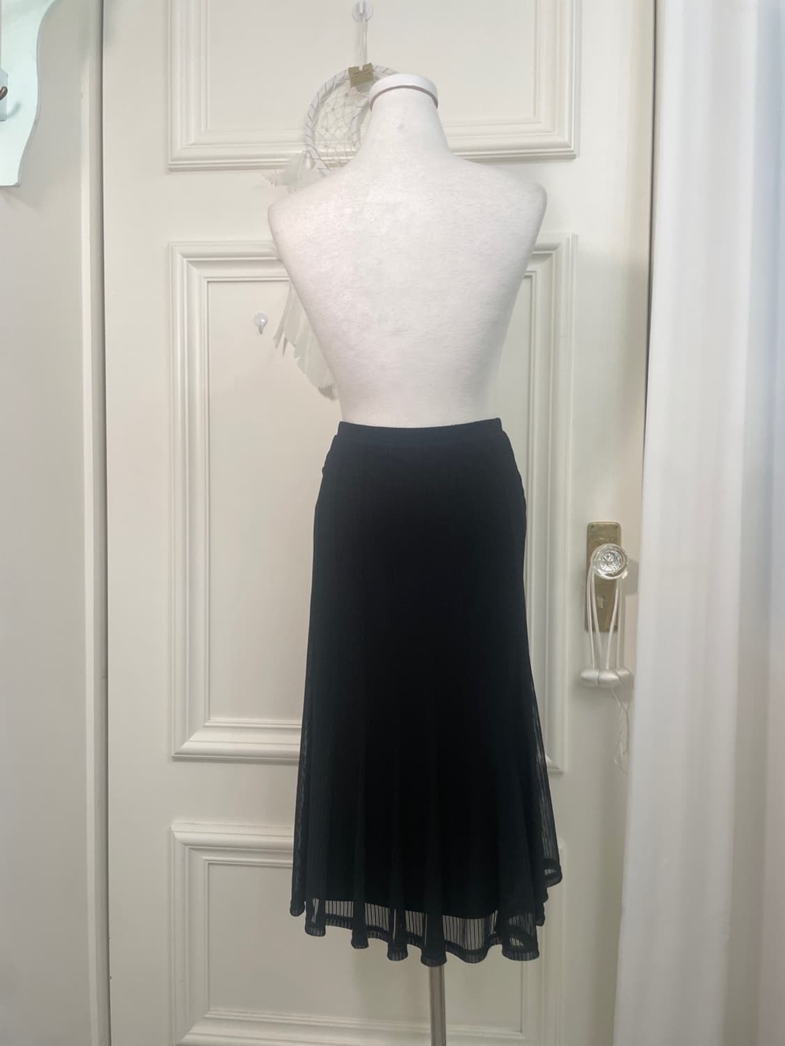 black lining pleats banding skirt  상품이미지3