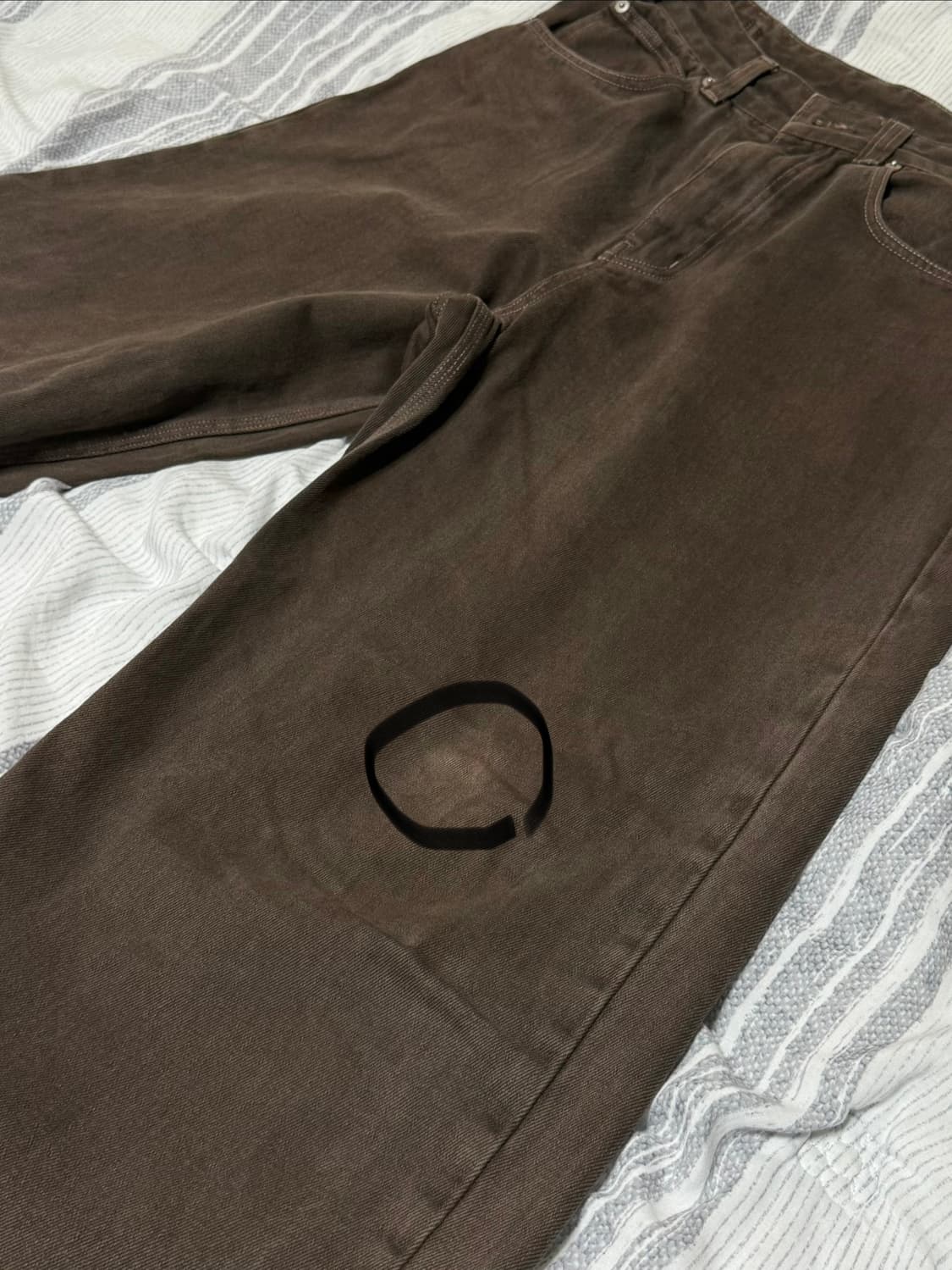 (0) 노운 다잉 와이드 데님 팬츠 브라운 상품이미지5