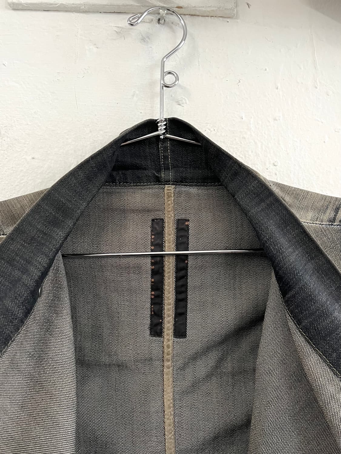 릭오웬스 2011 데님 레더 하이넥 드레이프 자켓 상품이미지5