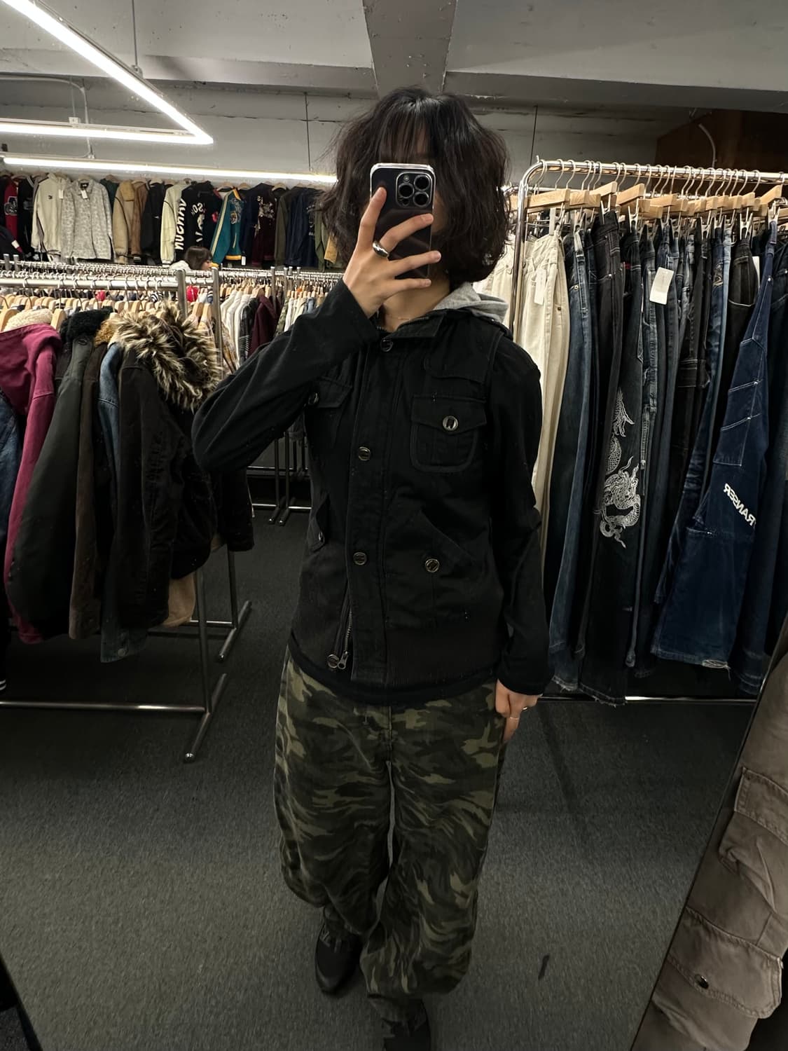 M)Japanese vintage 여성 유틸리티 후드 베스트 상품이미지1