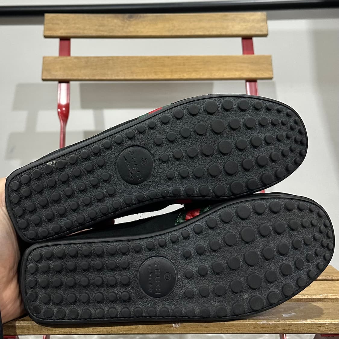 UK7)구찌 로퍼 남성 남자 웹 스트라이프 스웨이드 드라이빙 슈즈 상품이미지6