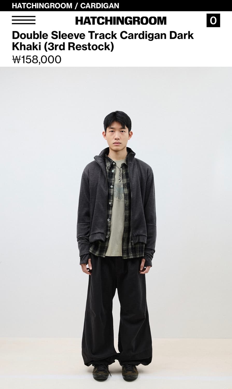 해칭룸 더블슬리브 트랙 가디건 다크카키 3사이즈 상품이미지2