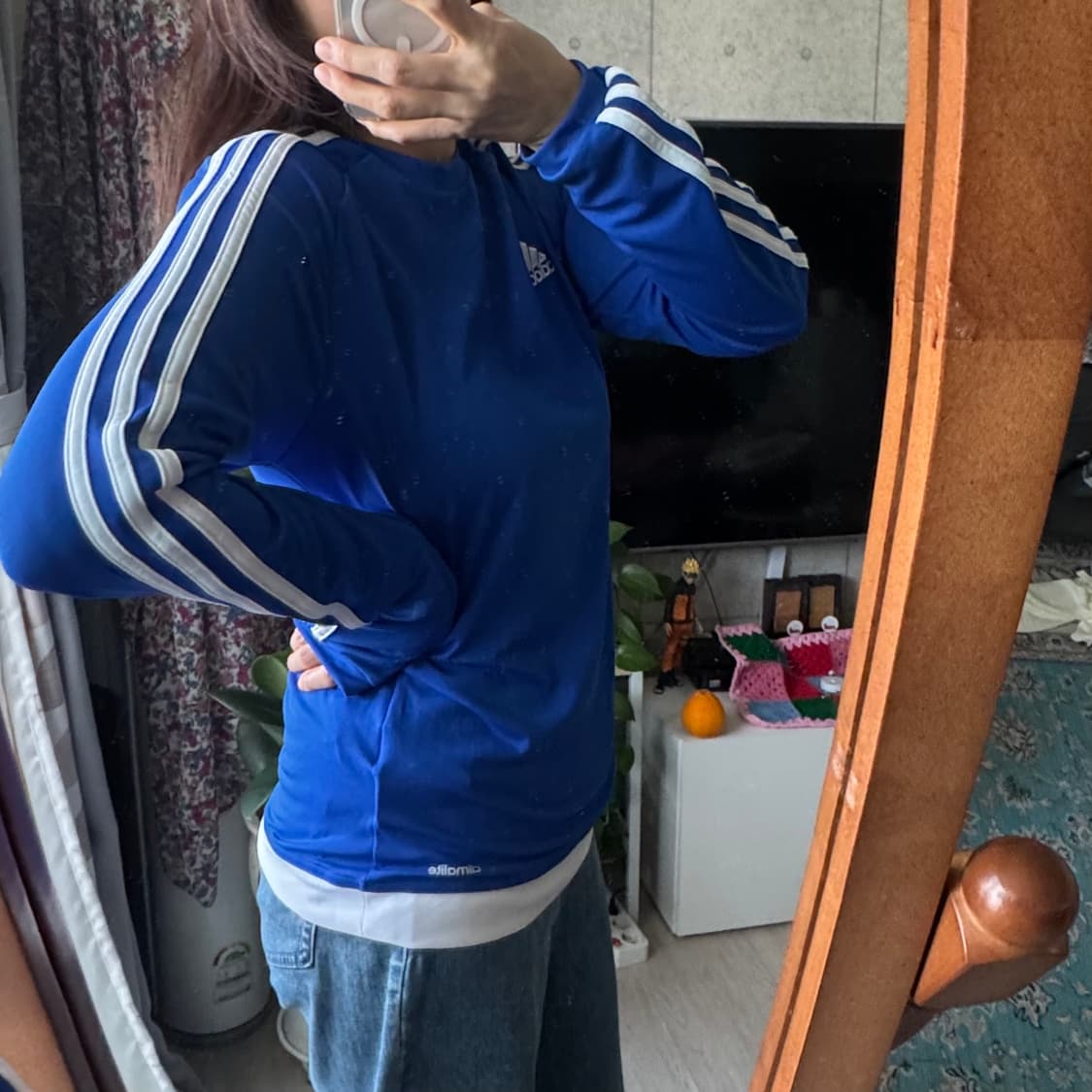 아디다스 블루 삼선 기능성 티셔츠 90 상품이미지4