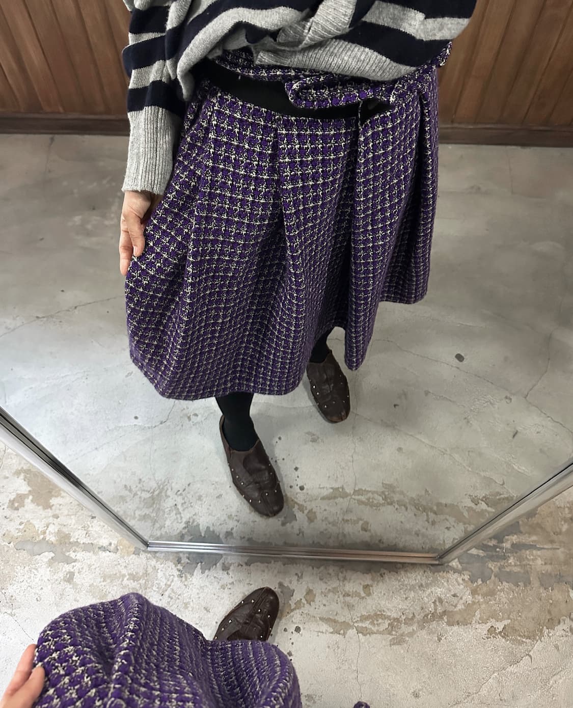 COMME DES GARCONS purple tweed wool skir 상품이미지2