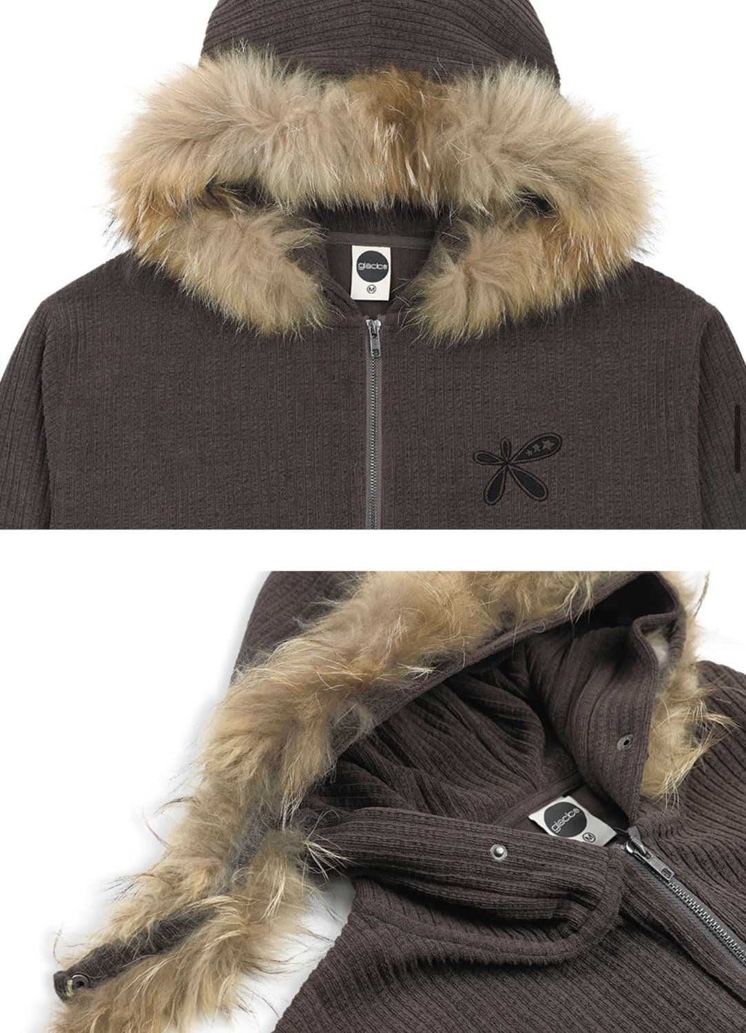 글랙 드로플랫 라쿤 퍼 집업 후드 (BROWN) 상품이미지5