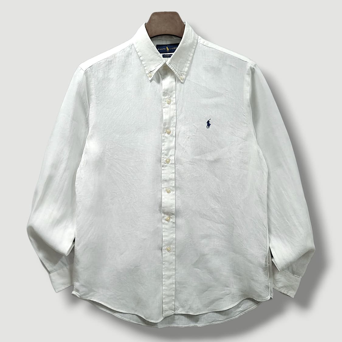 [M] 폴로 화이트 클래식핏린넨 긴팔셔츠 상품이미지1