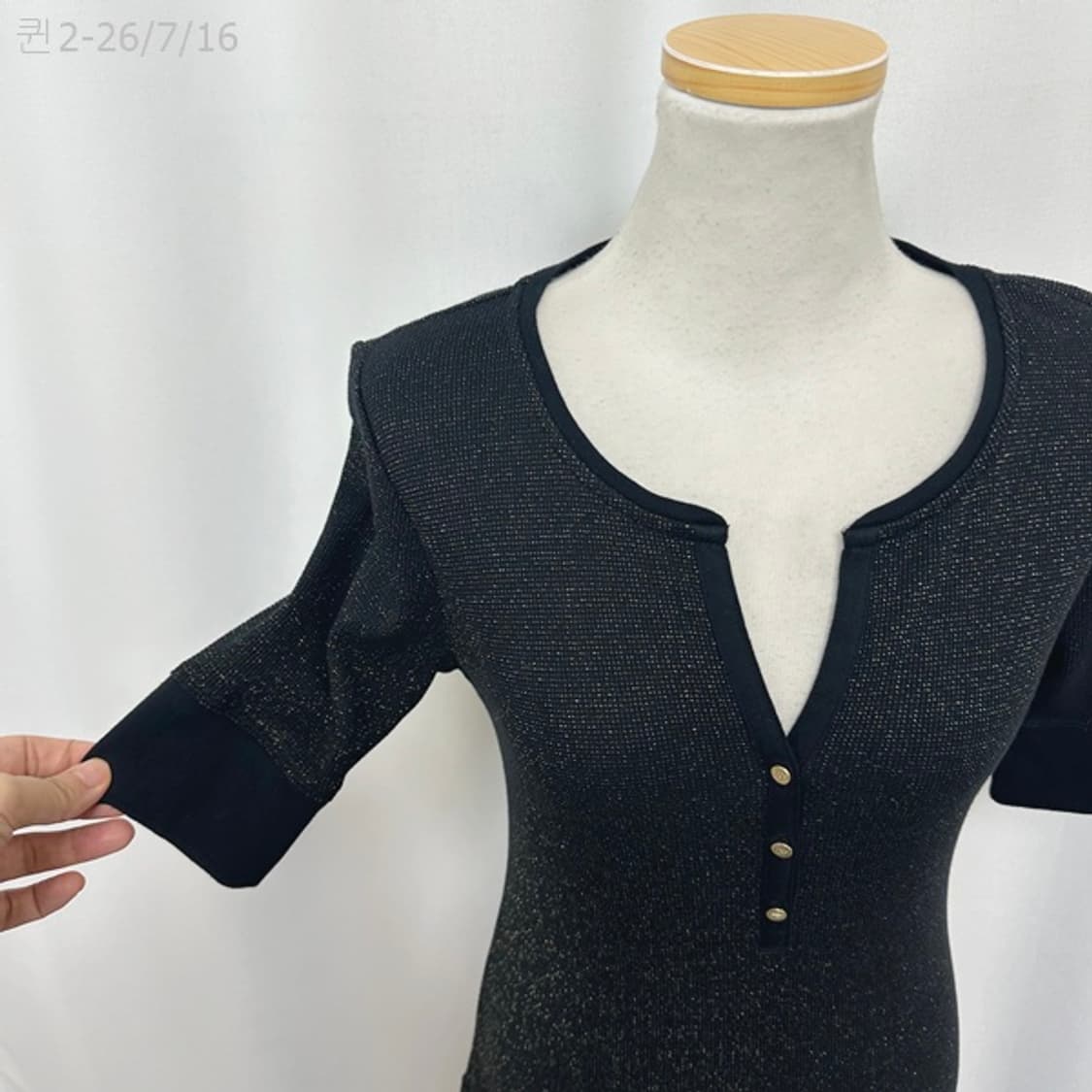 랄프로렌 여자 플레어 반팔 원피스 검정 금장 M 상품이미지8