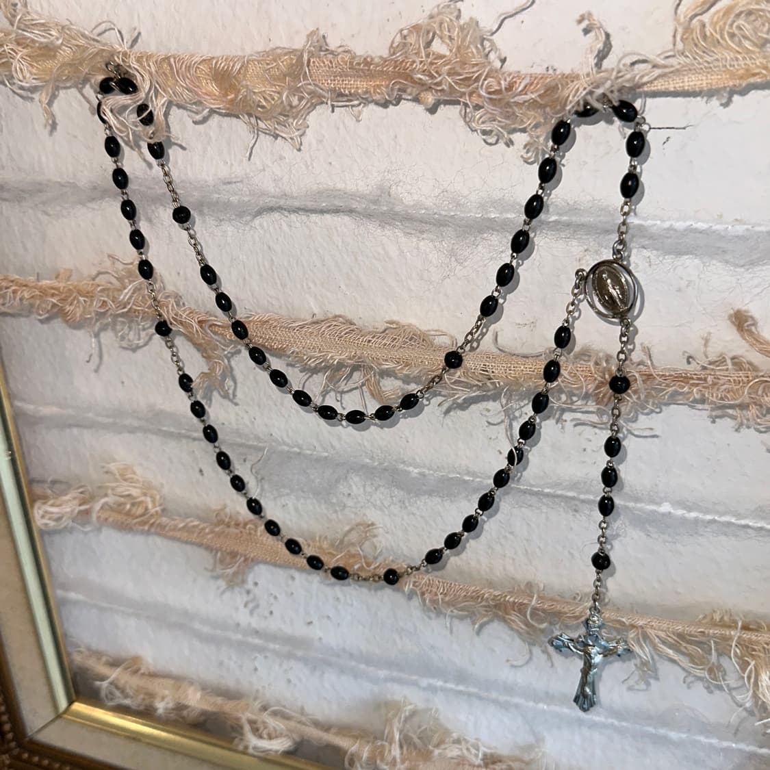 핀터레스트 무드 00s Y2K 블랙 캐톨릭 묵주 목걸이 상품이미지6