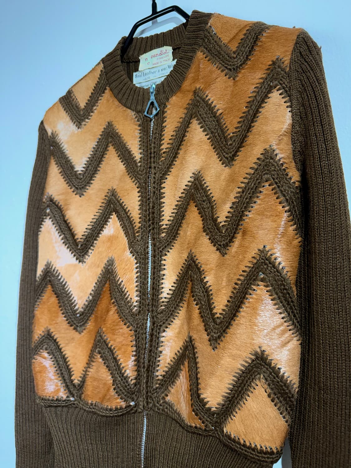 70s 이태리 메이드 카프헤어 니트 집업 상품이미지2