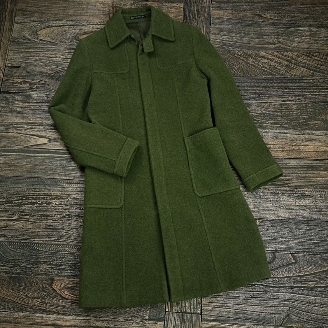 [JPN] 일본빈티지 히든버튼 모직 롱 코트 카키 M16406 상품이미지1