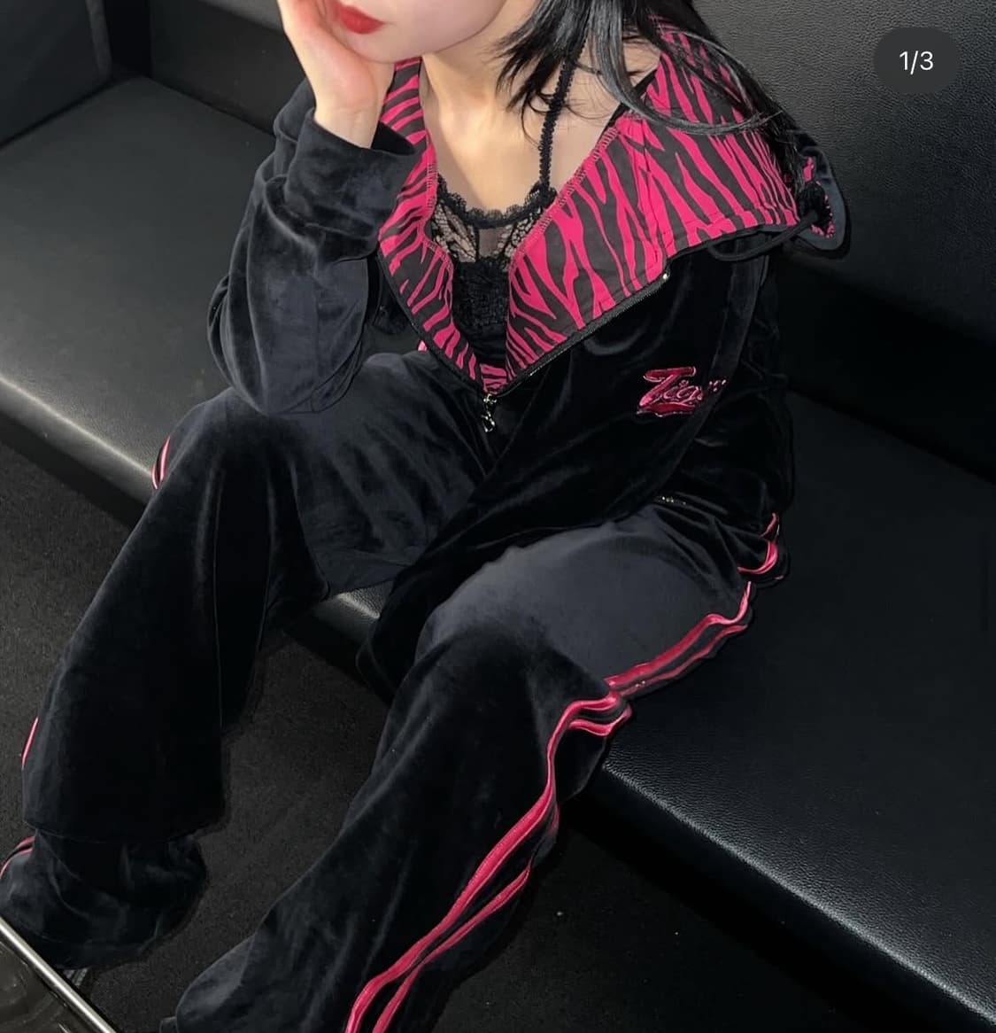 갸루 지브라 검핑 벨벳 셋업 y2k 상품이미지1