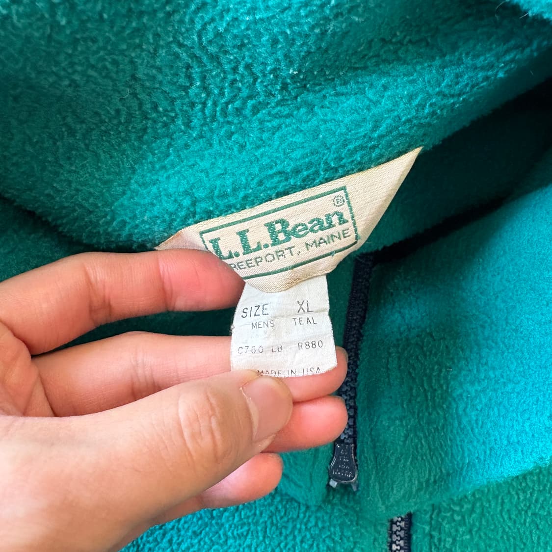 90s L.L.bean 90년대 미국 생산 엘엘빈 그린 플리스 자켓 상품이미지7