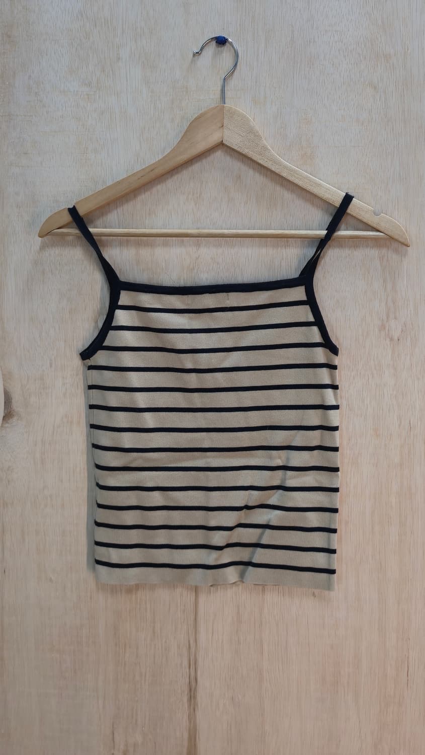 Attention 스트라이프 베이지 네이비 슬리브리스   상품이미지6